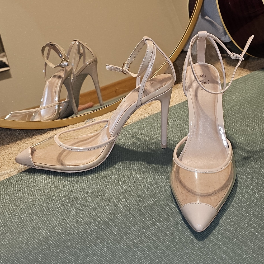 Nude strap heel